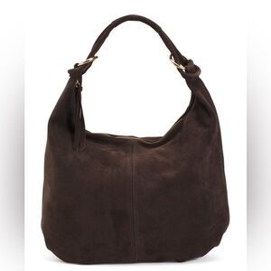 NWT Viral Marlon Firenze Chocolate Brown Suede Slouchy Hobo Made In Italy
